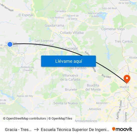 Gracia - Tres Cruces to Escuela Técnica Superior De Ingenieros Industriales map