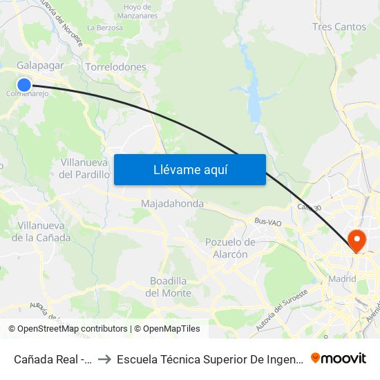 Cañada Real - Navazo to Escuela Técnica Superior De Ingenieros Industriales map