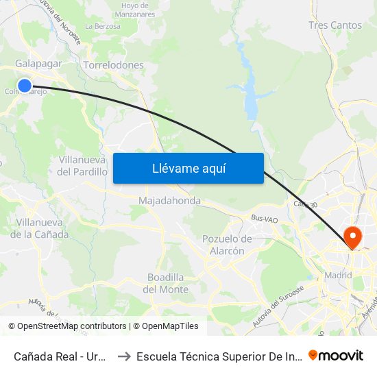 Cañada Real - Urb. Parque Azul to Escuela Técnica Superior De Ingenieros Industriales map
