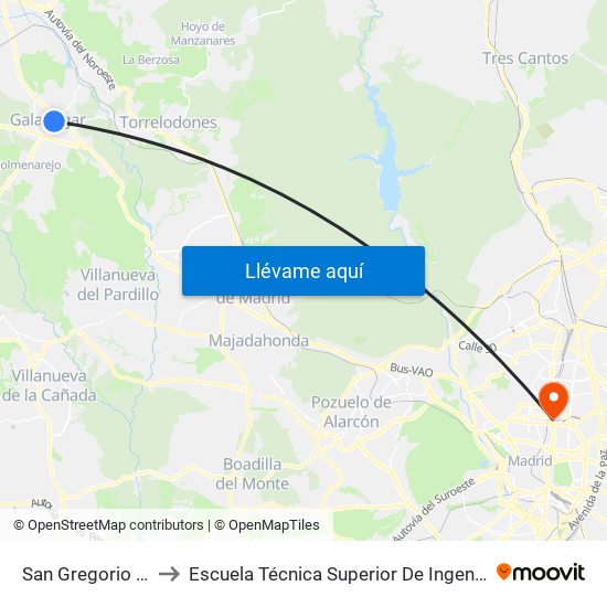 San Gregorio - Tenería to Escuela Técnica Superior De Ingenieros Industriales map