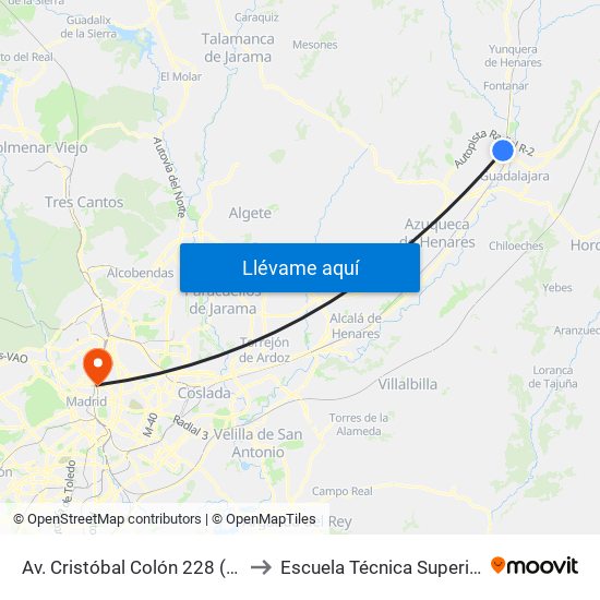 Av. Cristóbal Colón 228 (Nestlé), Polígonos Marchamalo to Escuela Técnica Superior De Ingenieros Industriales map