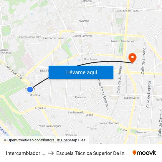 Intercambiador De Moncloa to Escuela Técnica Superior De Ingenieros Industriales map