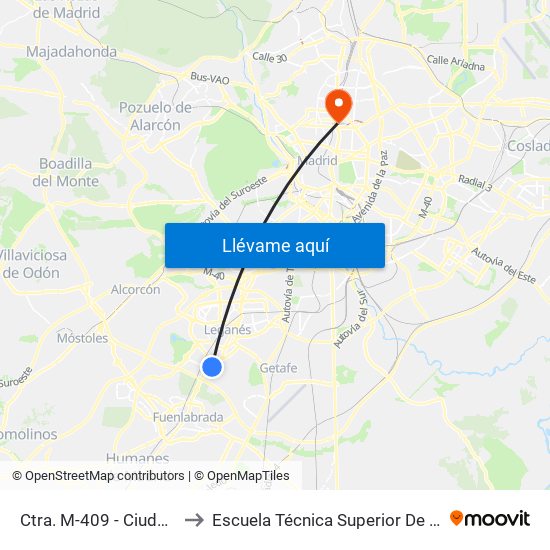Ctra. M-409 - Ciudad Del Automóvil to Escuela Técnica Superior De Ingenieros Industriales map
