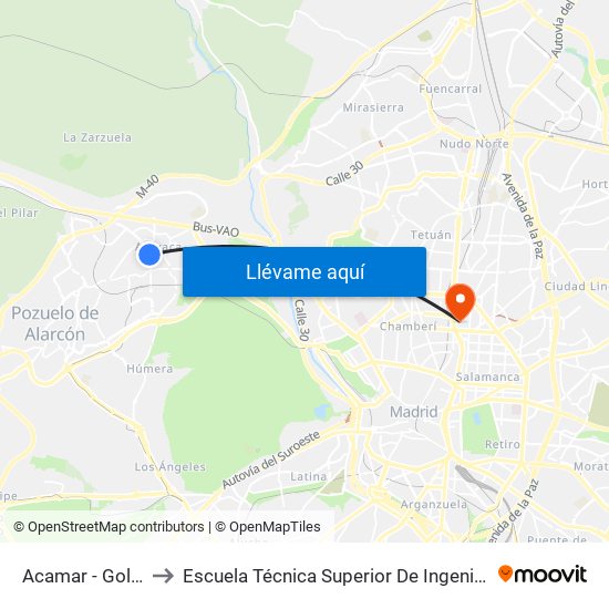 Acamar - Golondrina to Escuela Técnica Superior De Ingenieros Industriales map