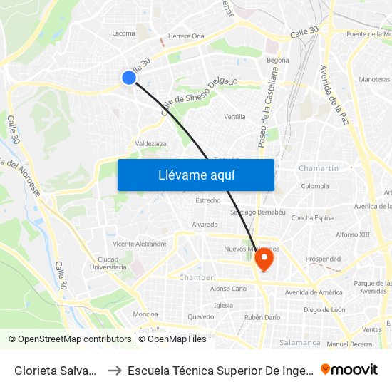 Glorieta Salvador Maella to Escuela Técnica Superior De Ingenieros Industriales map