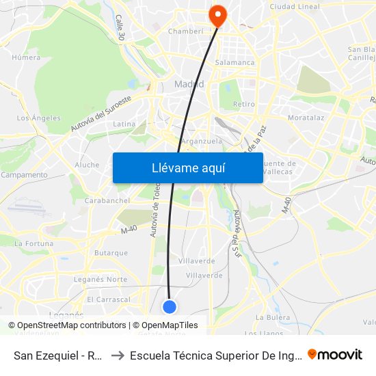 San Ezequiel - Real De Pinto to Escuela Técnica Superior De Ingenieros Industriales map