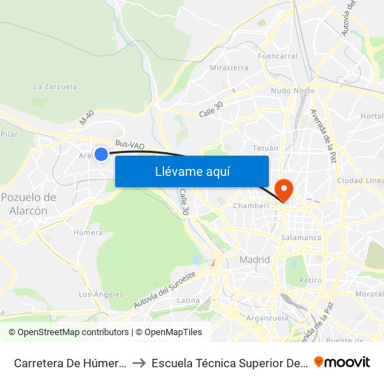Carretera De Húmera - Fuente Del Rey to Escuela Técnica Superior De Ingenieros Industriales map