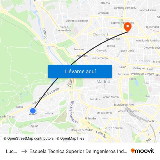 Lucero to Escuela Técnica Superior De Ingenieros Industriales map