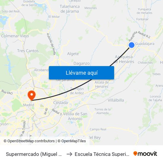 Supermercado (Miguel Servet), Cabanillas Del Campo to Escuela Técnica Superior De Ingenieros Industriales map