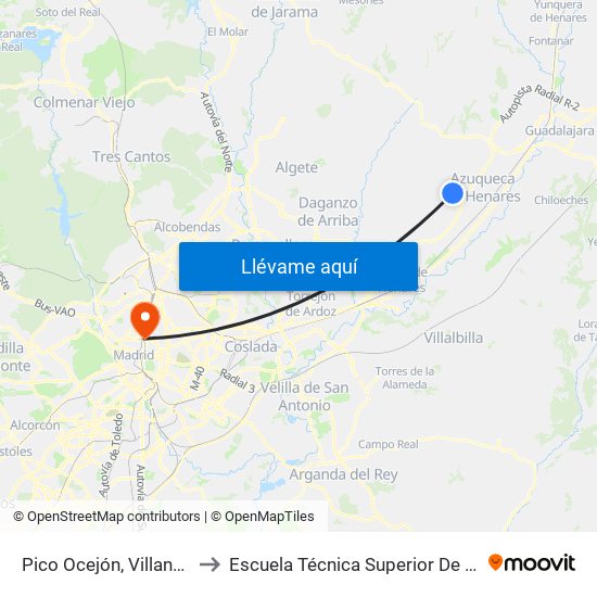 Pico Ocejón, Villanueva De La Torre to Escuela Técnica Superior De Ingenieros Industriales map