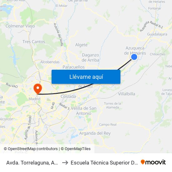 Avda. Torrelaguna, Azuqueca De Henares to Escuela Técnica Superior De Ingenieros Industriales map