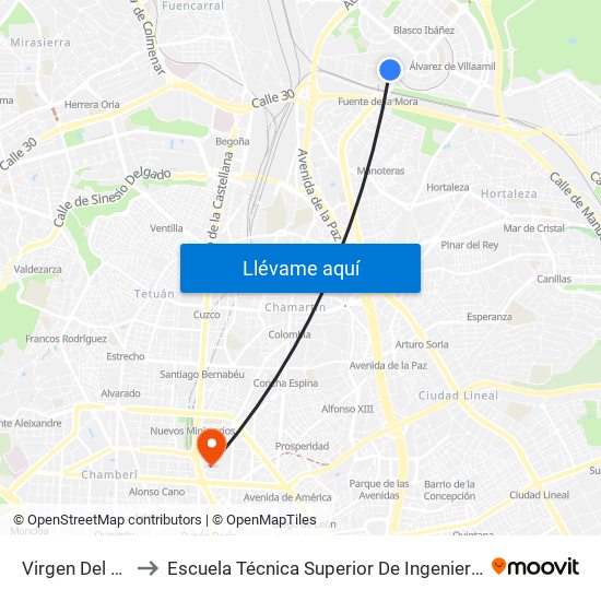 Virgen Del Cortijo to Escuela Técnica Superior De Ingenieros Industriales map