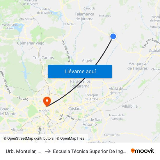 Urb. Montelar, Galápagos to Escuela Técnica Superior De Ingenieros Industriales map