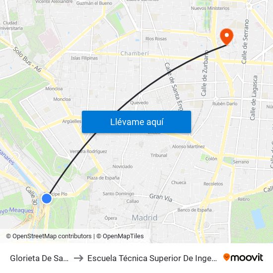Glorieta De San Vicente to Escuela Técnica Superior De Ingenieros Industriales map