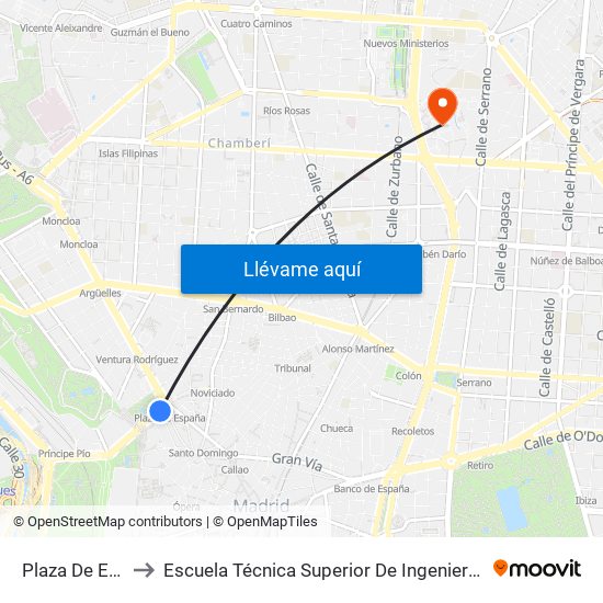 Plaza De España to Escuela Técnica Superior De Ingenieros Industriales map