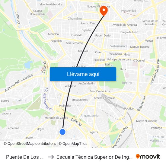 Puente De Los Capuchinos to Escuela Técnica Superior De Ingenieros Industriales map