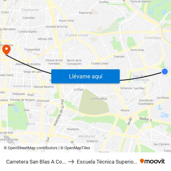 Carretera San Blas A Coslada Frente Metropolitano to Escuela Técnica Superior De Ingenieros Industriales map