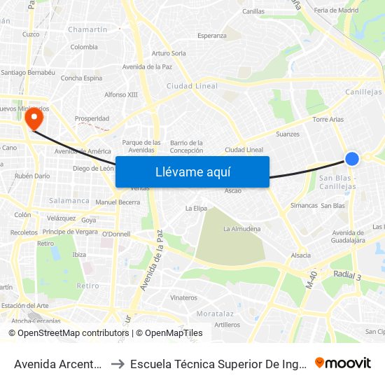 Avenida Arcentales - Iliada to Escuela Técnica Superior De Ingenieros Industriales map