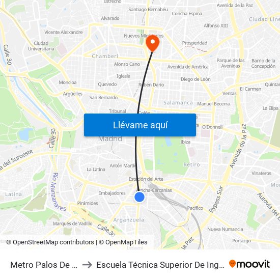 Metro Palos De La Frontera to Escuela Técnica Superior De Ingenieros Industriales map