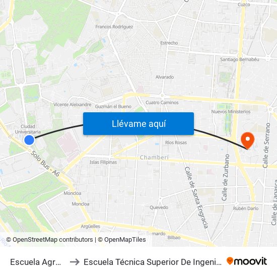Escuela Agronómica to Escuela Técnica Superior De Ingenieros Industriales map