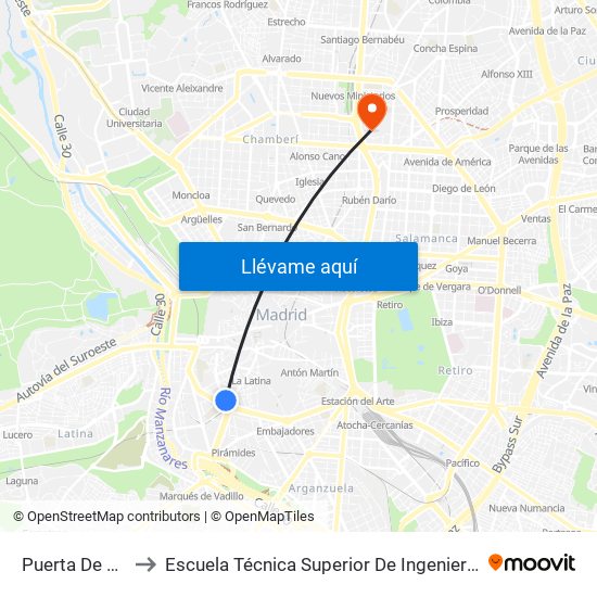 Puerta De Toledo to Escuela Técnica Superior De Ingenieros Industriales map