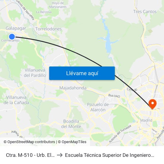 Ctra. M-510 - Urb. El Cerrillo to Escuela Técnica Superior De Ingenieros Industriales map