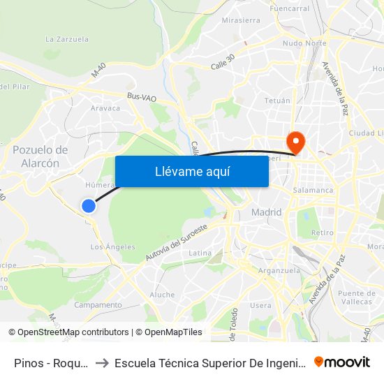 Pinos - Roque Nublo to Escuela Técnica Superior De Ingenieros Industriales map
