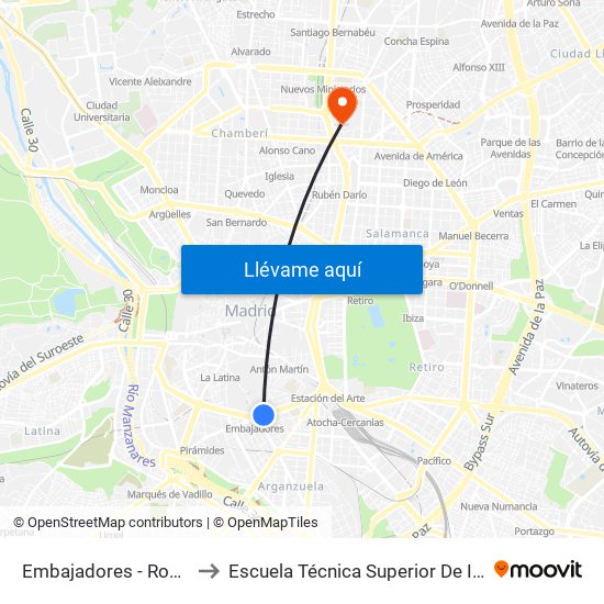 Embajadores - Ronda De Valencia to Escuela Técnica Superior De Ingenieros Industriales map