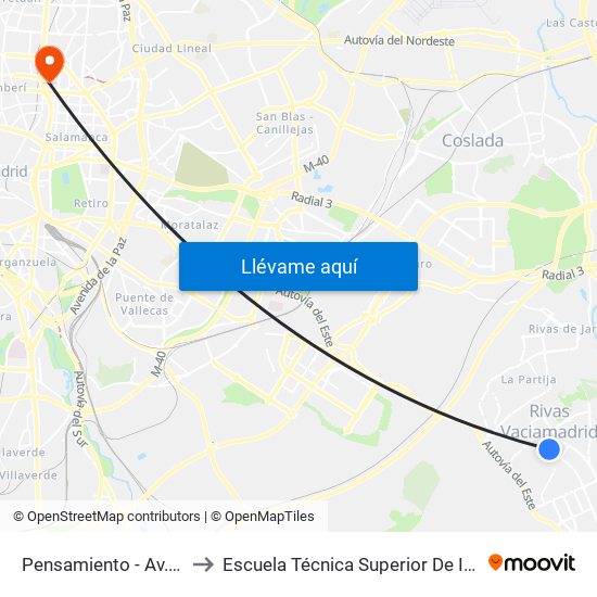Pensamiento - Av. Pablo Iglesias to Escuela Técnica Superior De Ingenieros Industriales map