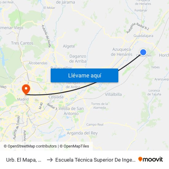 Urb. El Mapa, Chiloeches to Escuela Técnica Superior De Ingenieros Industriales map