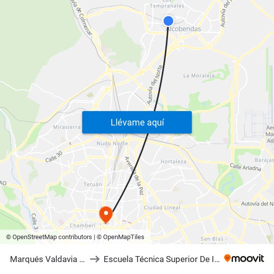 Marqués Valdavia - Ruperto Chapí to Escuela Técnica Superior De Ingenieros Industriales map