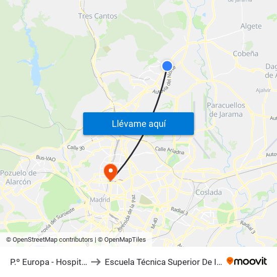 P.º Europa - Hospital Infanta Sofía to Escuela Técnica Superior De Ingenieros Industriales map