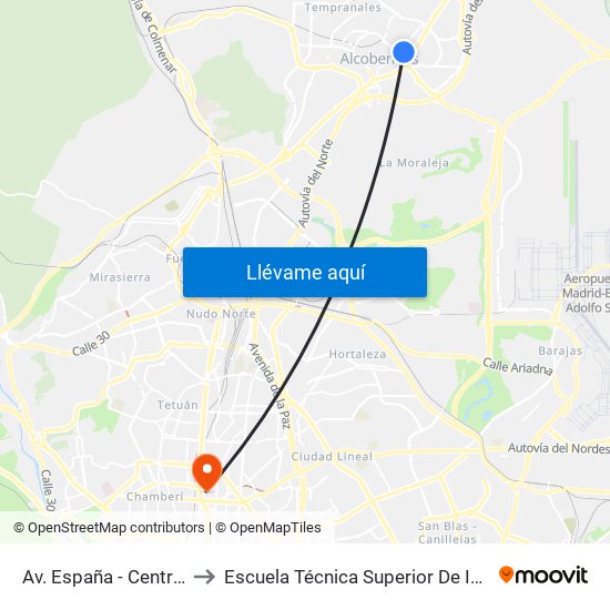 Av. España - Centro De Mayores to Escuela Técnica Superior De Ingenieros Industriales map