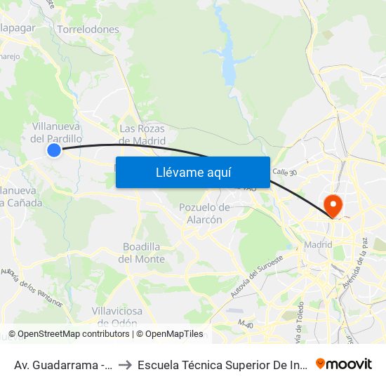 Av. Guadarrama - Concepción to Escuela Técnica Superior De Ingenieros Industriales map