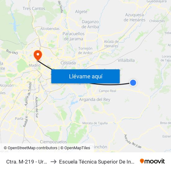 Ctra. M-219 - Urb. Las Villas to Escuela Técnica Superior De Ingenieros Industriales map