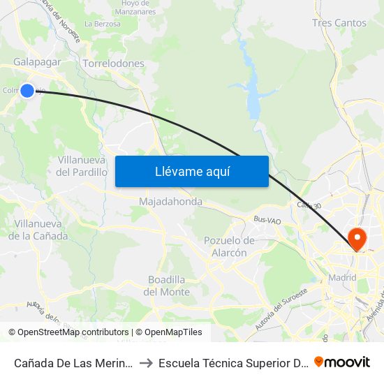 Cañada De Las Merinas - Centro De Salud to Escuela Técnica Superior De Ingenieros Industriales map