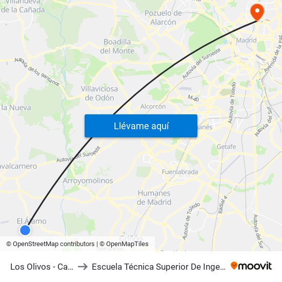 Los Olivos - Casarrubios to Escuela Técnica Superior De Ingenieros Industriales map