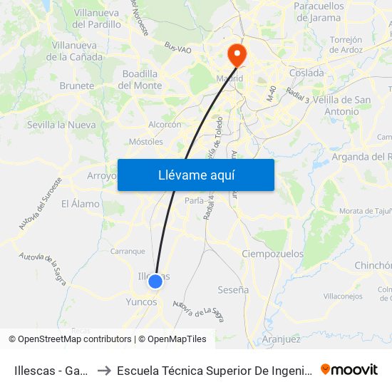 Illescas - Gasolinera to Escuela Técnica Superior De Ingenieros Industriales map