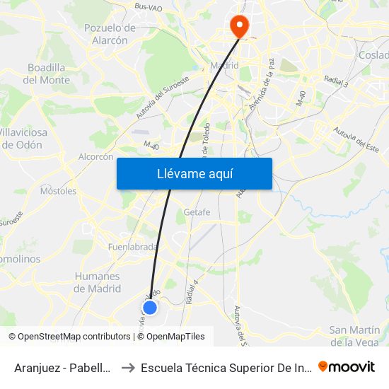 Aranjuez - Pabellón M4 El Nido to Escuela Técnica Superior De Ingenieros Industriales map