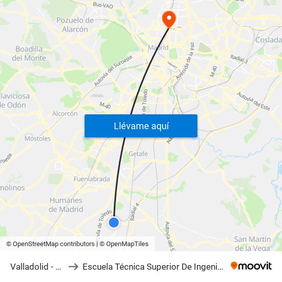 Valladolid - Zamora to Escuela Técnica Superior De Ingenieros Industriales map