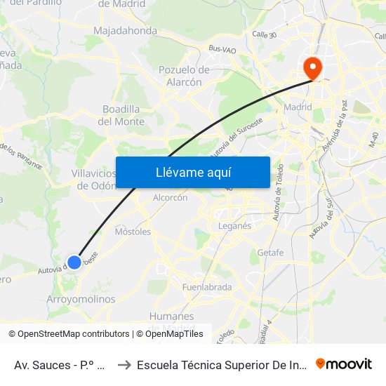 Av. Sauces - P.º De Los Olivos to Escuela Técnica Superior De Ingenieros Industriales map