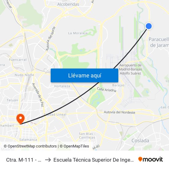 Ctra. M-111 - La Granja to Escuela Técnica Superior De Ingenieros Industriales map