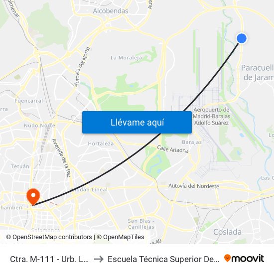 Ctra. M-111 - Urb. Lomas Del Jarama to Escuela Técnica Superior De Ingenieros Industriales map