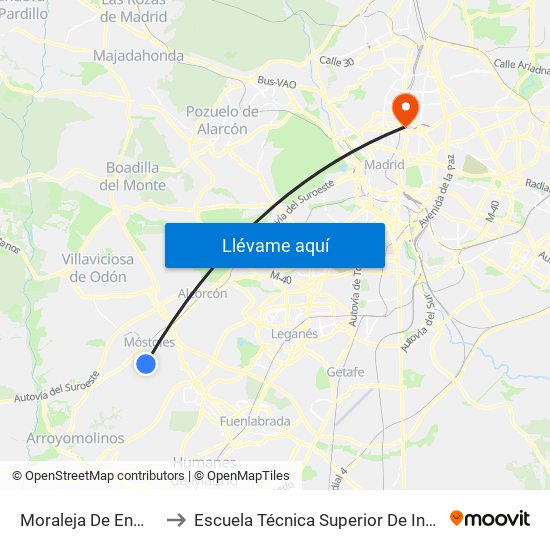 Moraleja De Enmedio - Roma to Escuela Técnica Superior De Ingenieros Industriales map