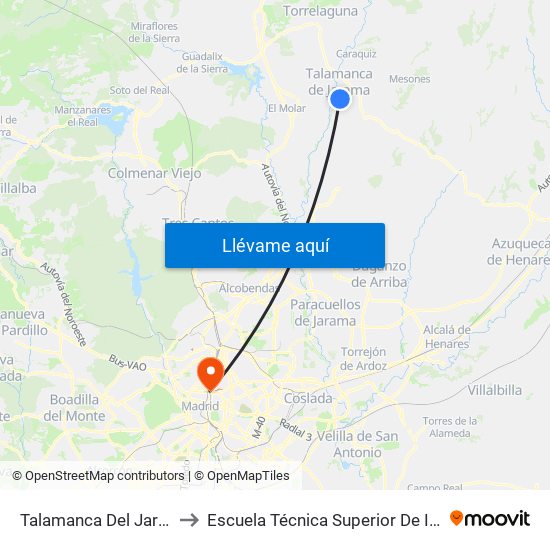 Talamanca Del Jarama - Escuelas to Escuela Técnica Superior De Ingenieros Industriales map