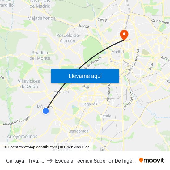 Cartaya - Trva. Castellón to Escuela Técnica Superior De Ingenieros Industriales map