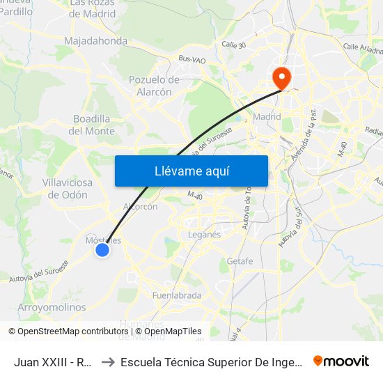 Juan XXIII - Residencia to Escuela Técnica Superior De Ingenieros Industriales map