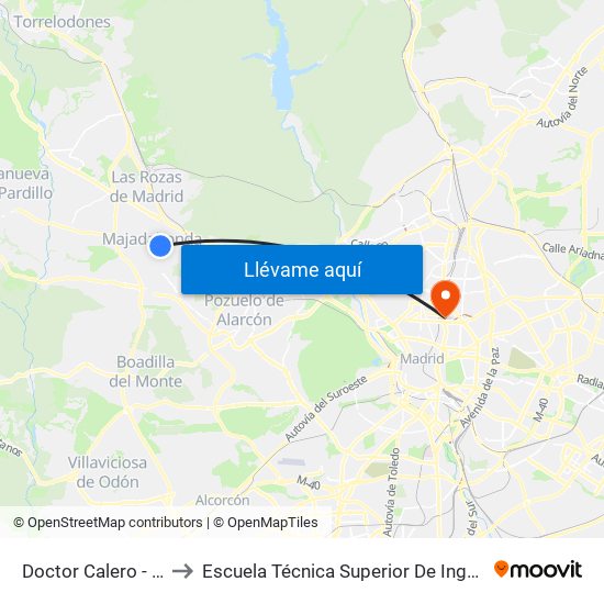 Doctor Calero - Nicaragua to Escuela Técnica Superior De Ingenieros Industriales map