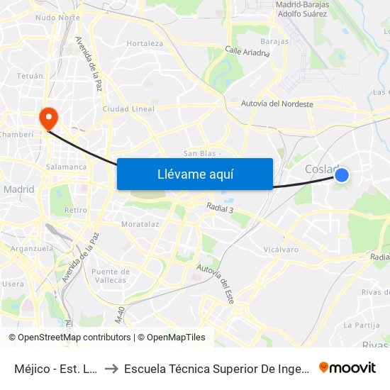 Méjico - Est. La Rambla to Escuela Técnica Superior De Ingenieros Industriales map