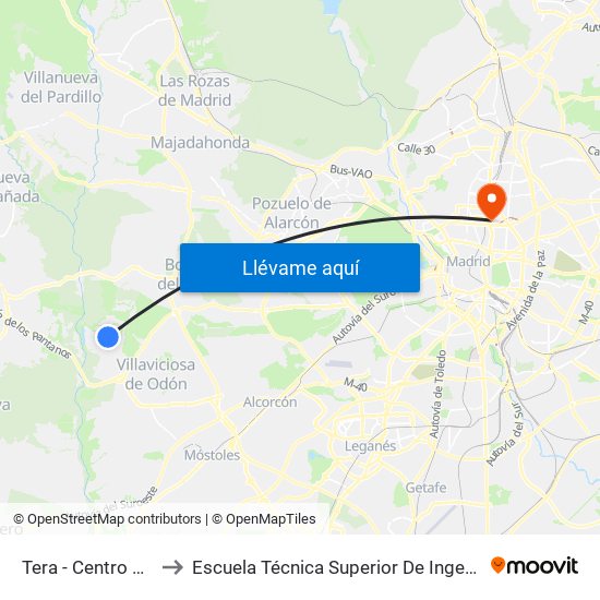 Tera - Centro Comercial to Escuela Técnica Superior De Ingenieros Industriales map